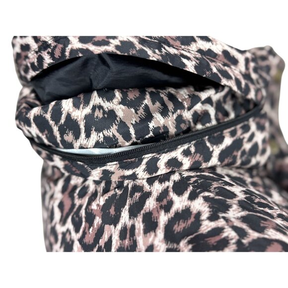 JM Collection Leopard Coat Jacket Womens M Brown Black Belted Waist Snap Button - Picture 9 of 16